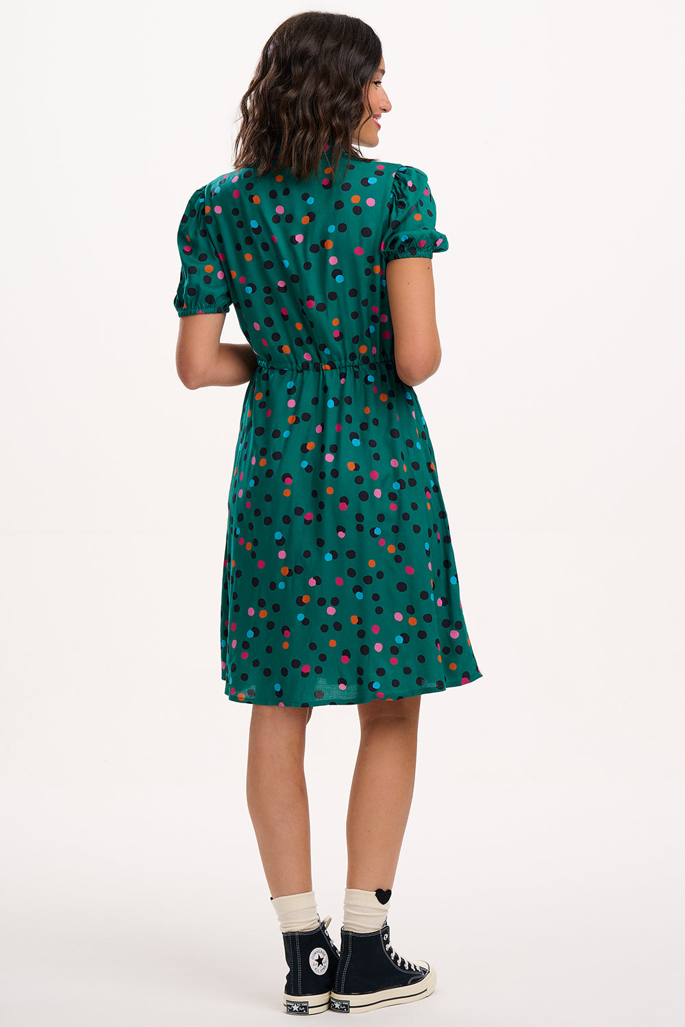 Salma Shirt Dress - Green, Rainbow Dappled Spot