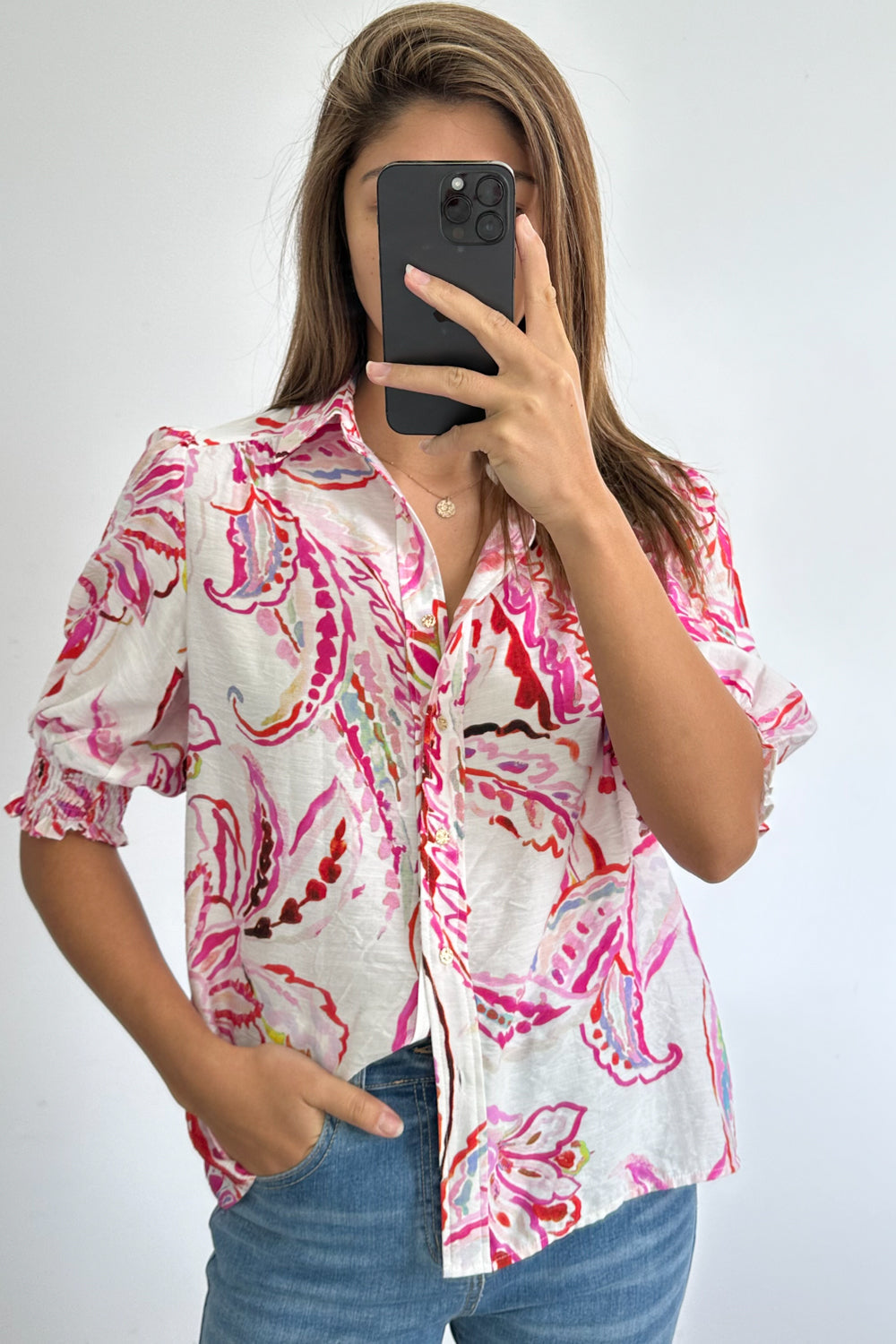 Melody Blouse - Pink Paisley Floral