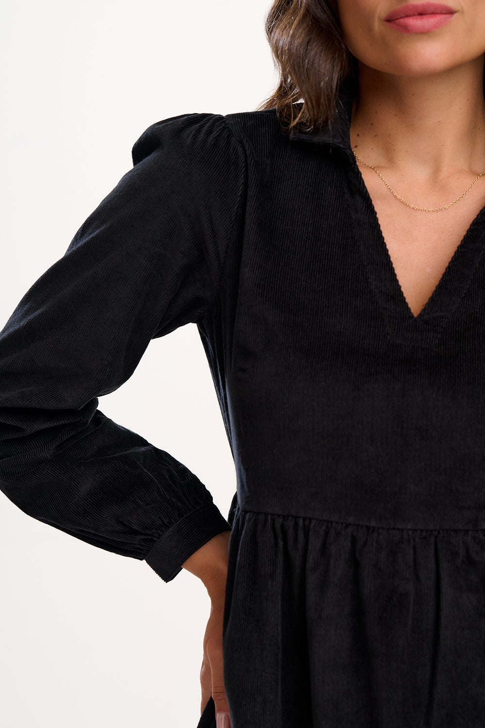 Adrianna Midi Smock Dress - Black Cord