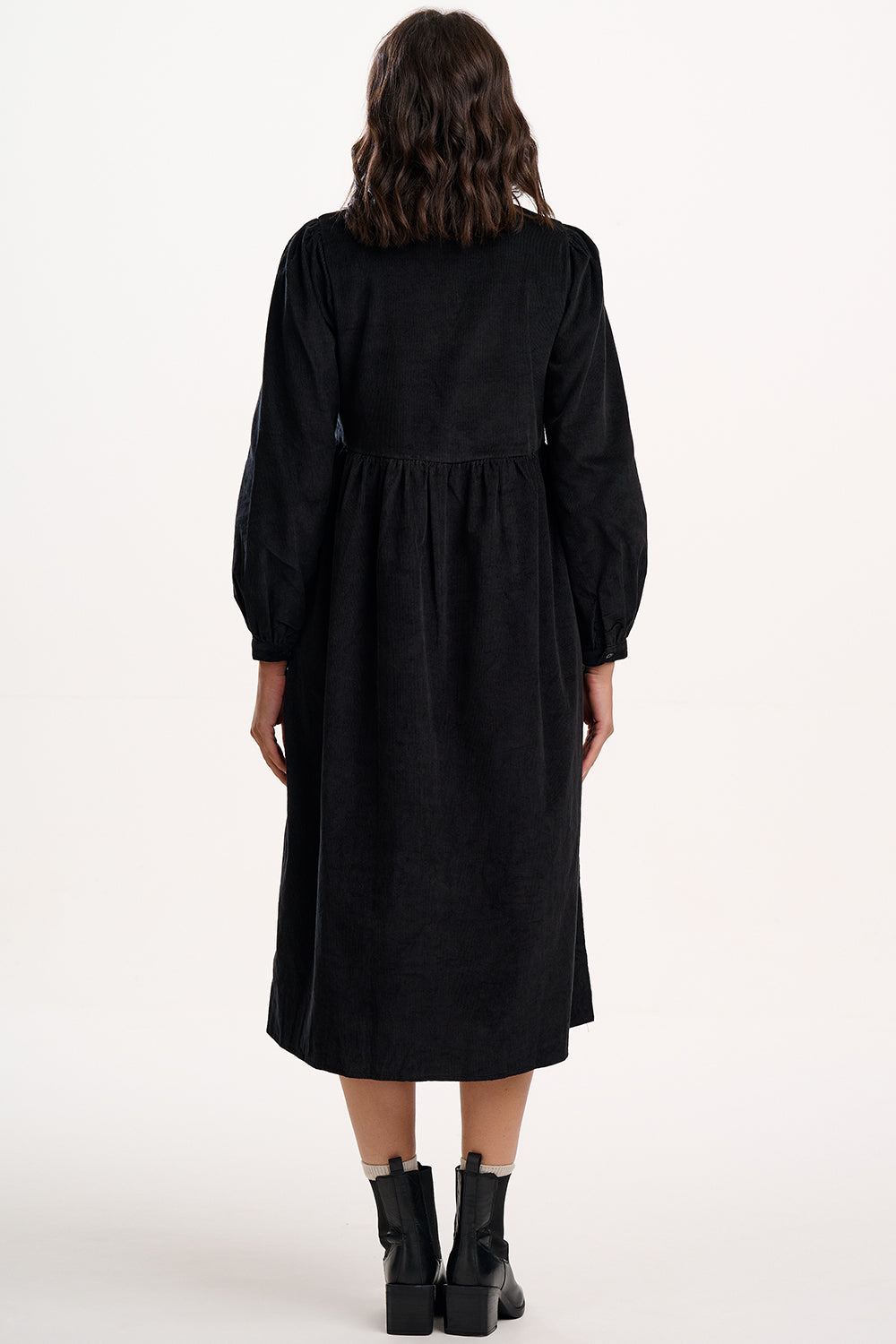 Adrianna Midi Smock Dress - Black Cord