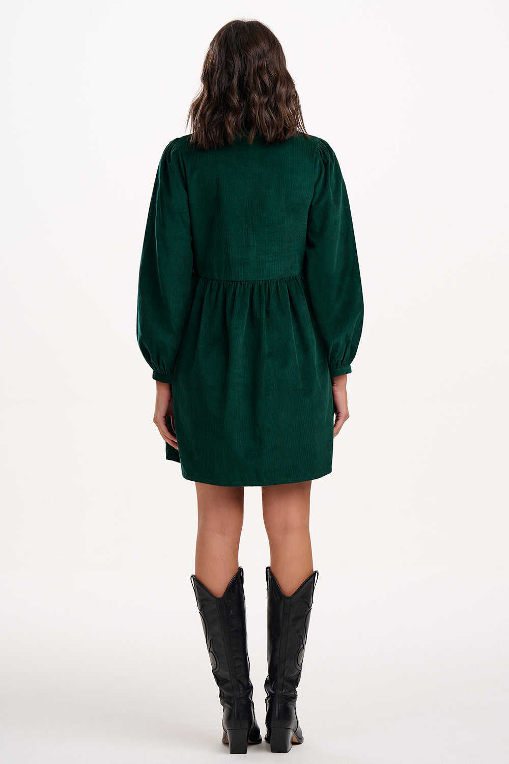 Brandy Mini Smock Dress - Green Cord