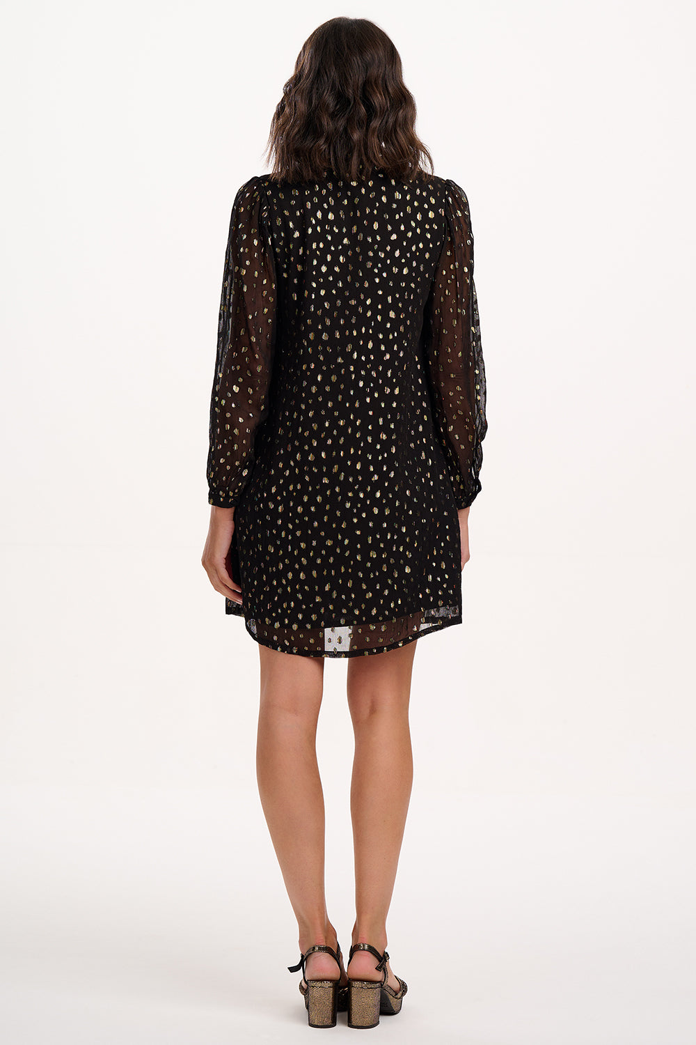 Chantelle Mini Dress - Black, Metallic Spot