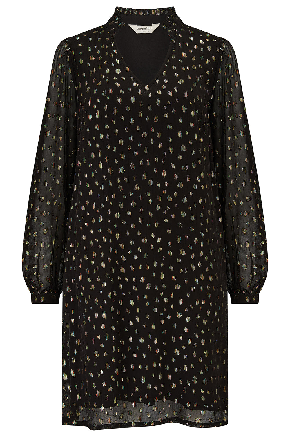 Chantelle Mini Dress - Black, Metallic Spot