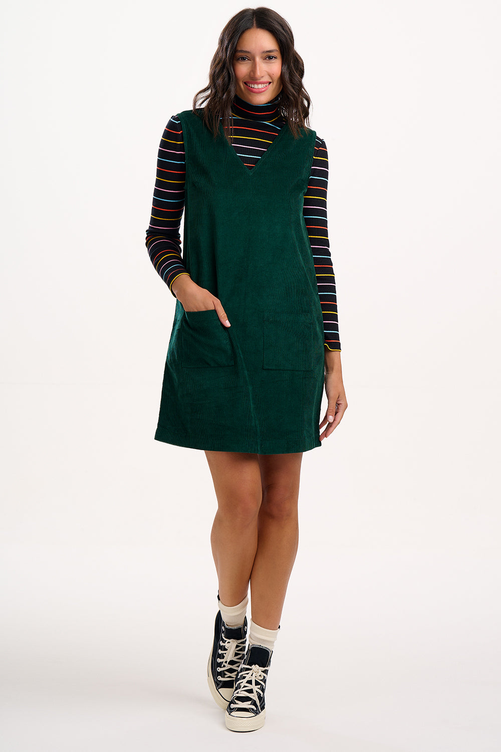 Kacy Tunic Dress - Green Cord