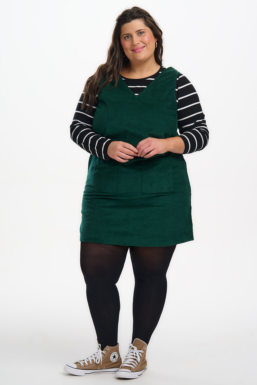 Kacy Tunic Dress - Green Cord