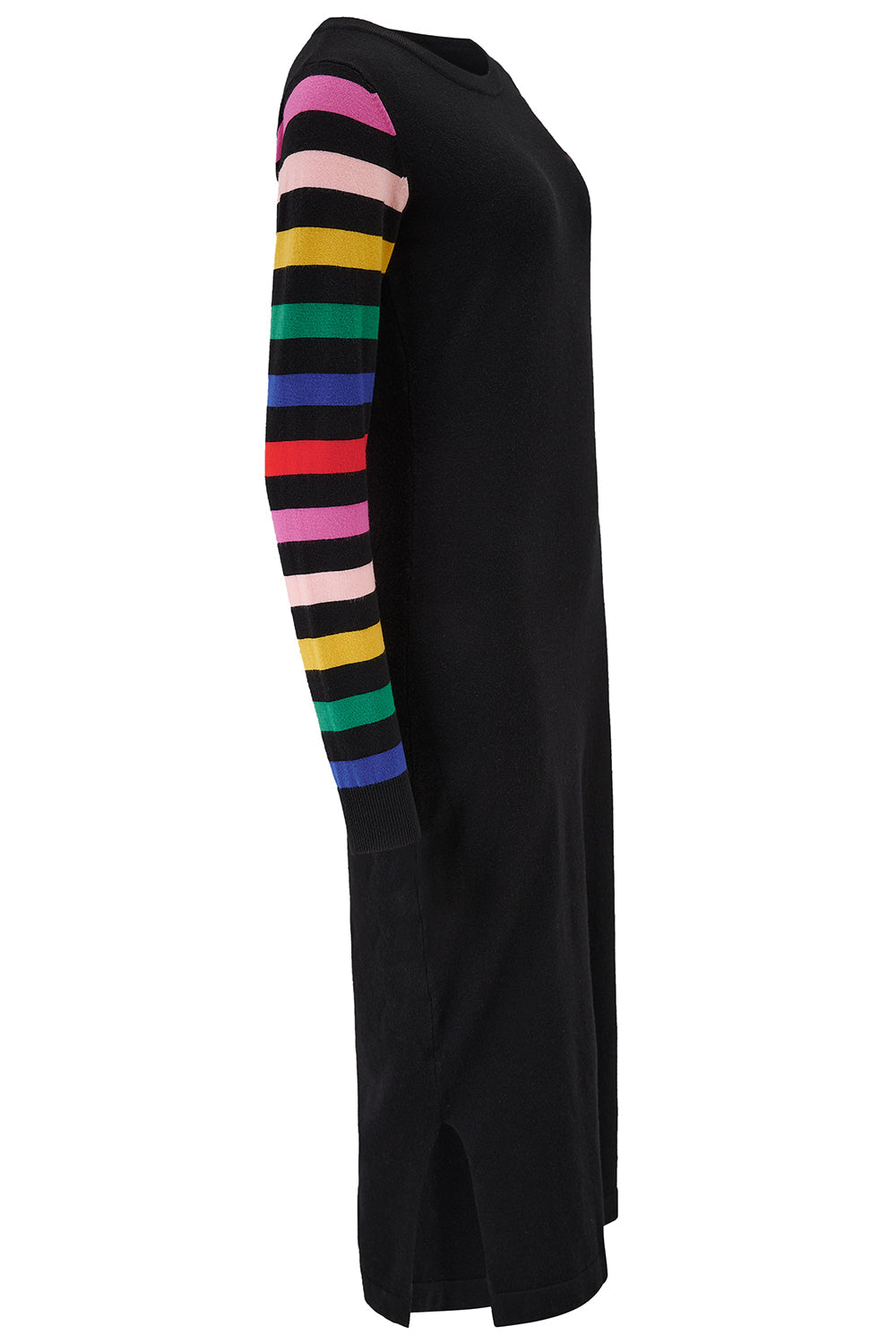 Liselle Knit Midi Dress - Black, Rainbow Sleeves