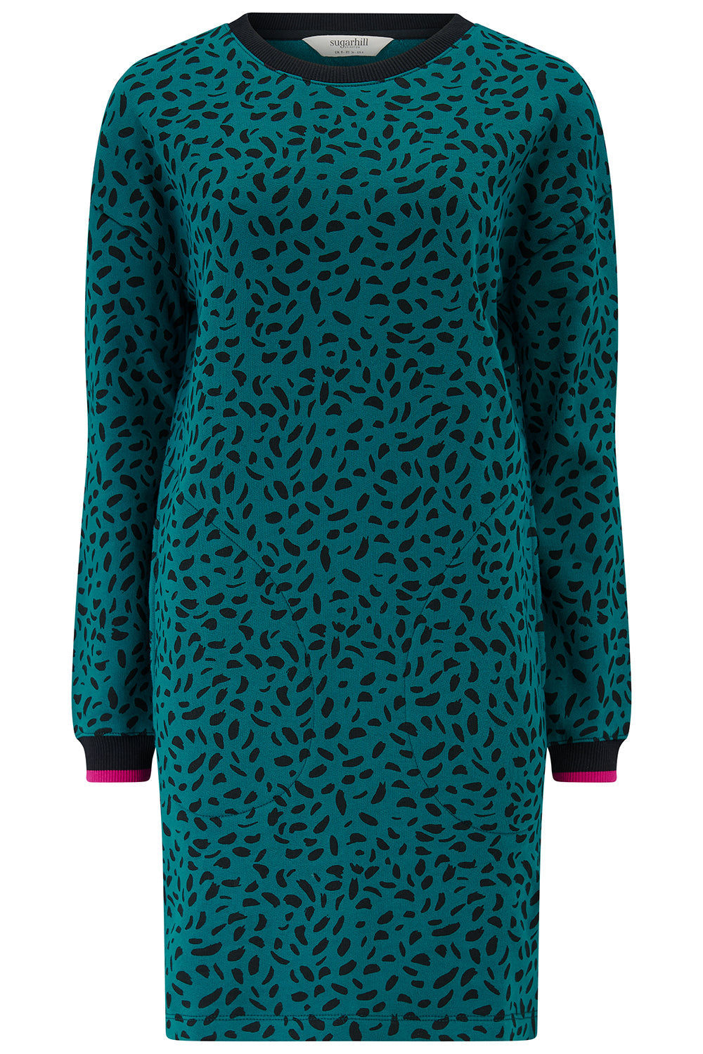 Marta Sweatshirt Dress - Green, Painterly Animal