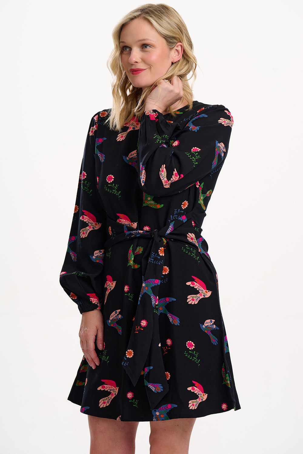 Oksana Mini Dress - Black, Rainbow Folk Bird