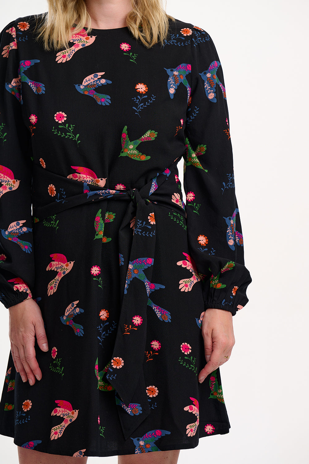 Oksana Mini Dress - Black, Rainbow Folk Bird