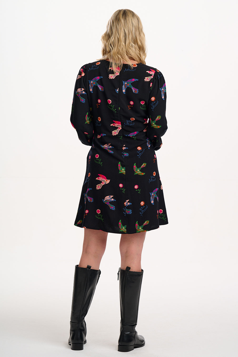 Oksana Mini Dress - Black, Rainbow Folk Bird