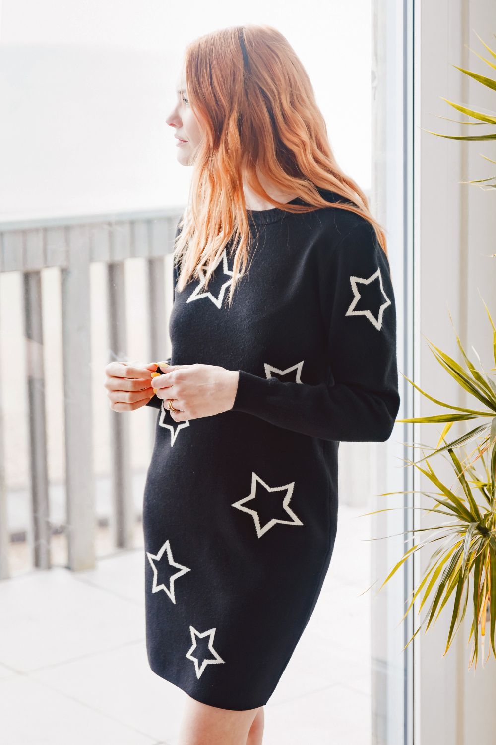 Verity Knit Dress - Black, Scattered Stars
